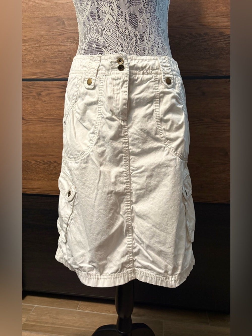 Esprit White Cargo Midi Skirt